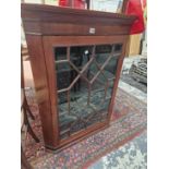 19th century glazed mahogany corner cabinet.