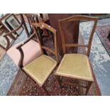 Edwardian armchair and two bedroom chairs.