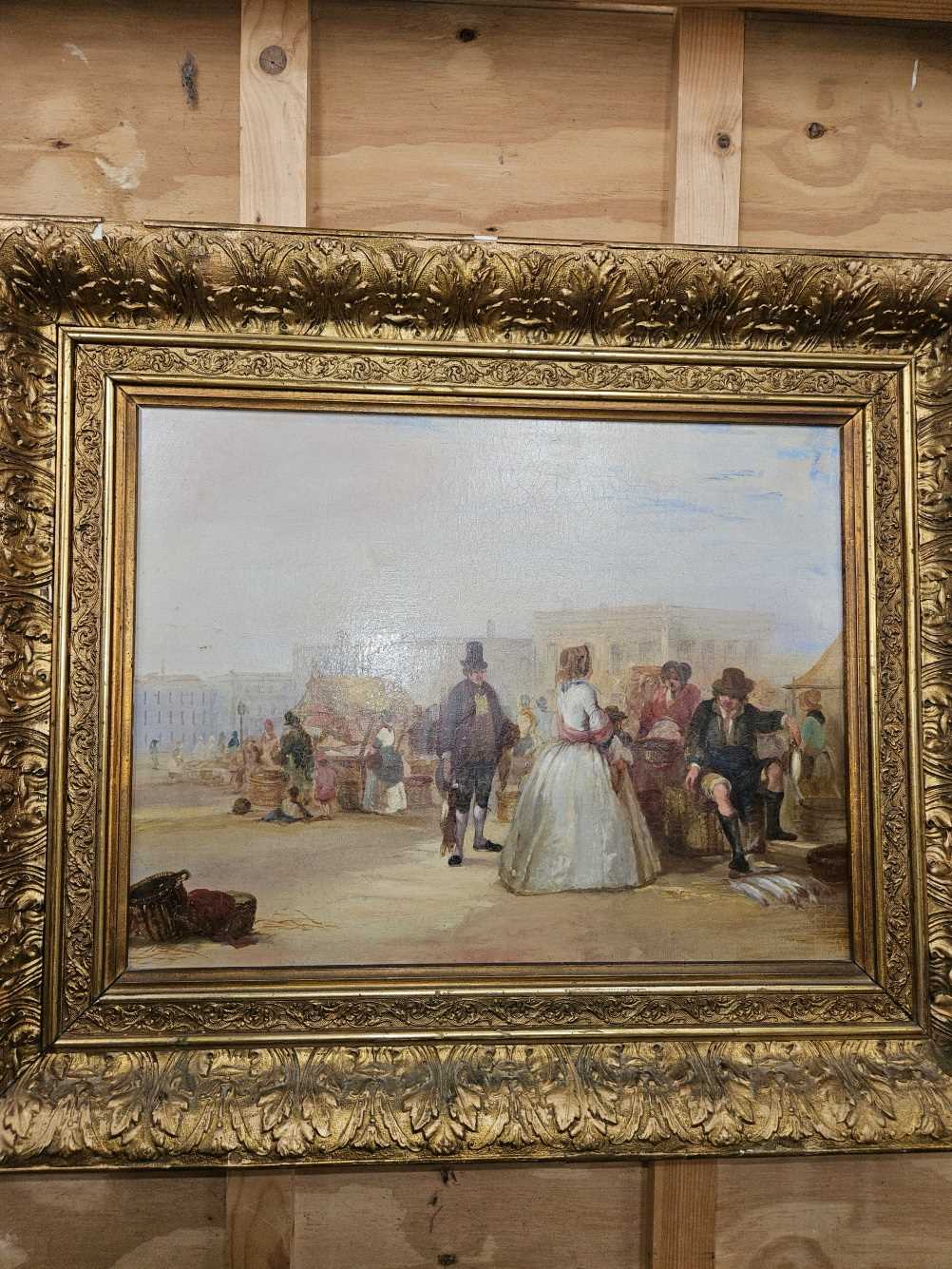 ENGLISH SCHOOL (19TH CENTURY), RAMSGATE MARKET, OIL ON CANVAS, 44 x 34cm. This has been cleaned