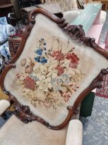 Victorian rose wood framed embroidered panel.