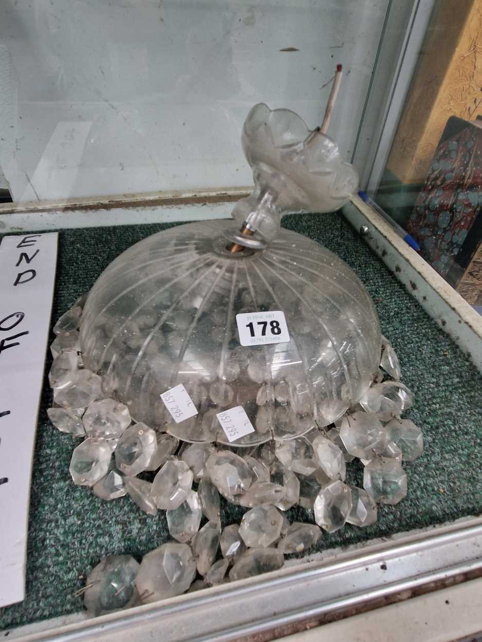 A cut glass and bead ceiling basket