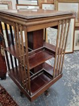 A mahogany revolving bookcase.