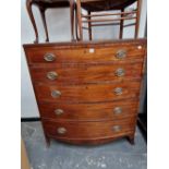 A 19th century mahogany bow front five drawer chest.