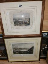 TWO VARIOUS HAND COLOURED ENGRAVINGS OF CHATHAM IN KENT. (2)