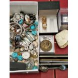 Jewellery and collectables to include silver earrings, a swatch watch, medallions, snuff bottle