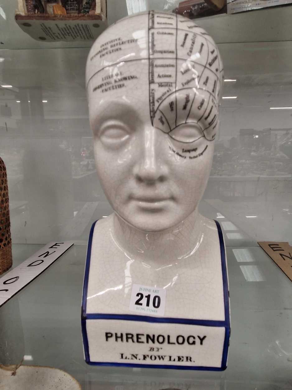 A 19th C. Fowler phrenology head and wood stand