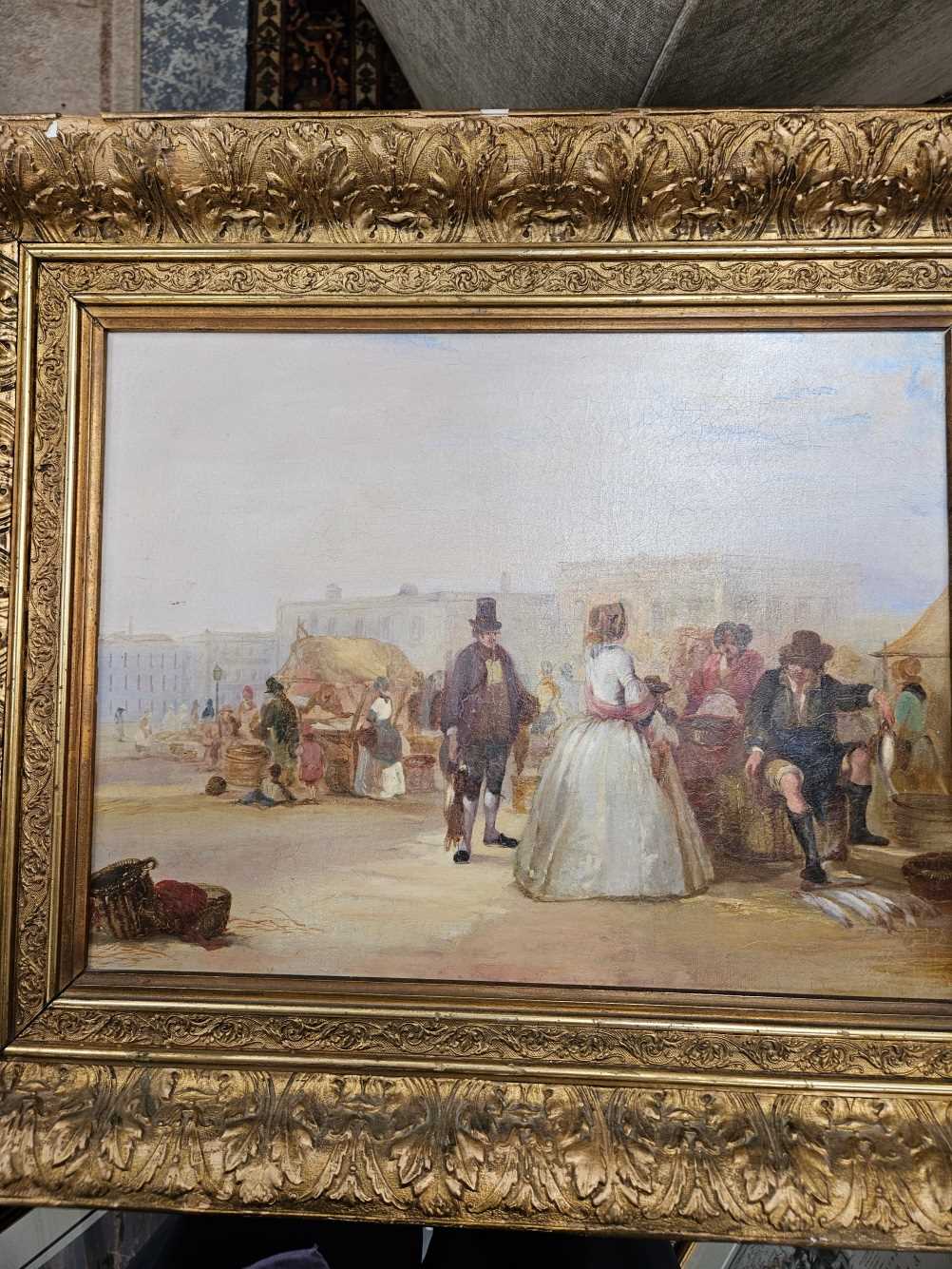 ENGLISH SCHOOL (19TH CENTURY), RAMSGATE MARKET, OIL ON CANVAS, 44 x 34cm. This has been cleaned - Image 2 of 9