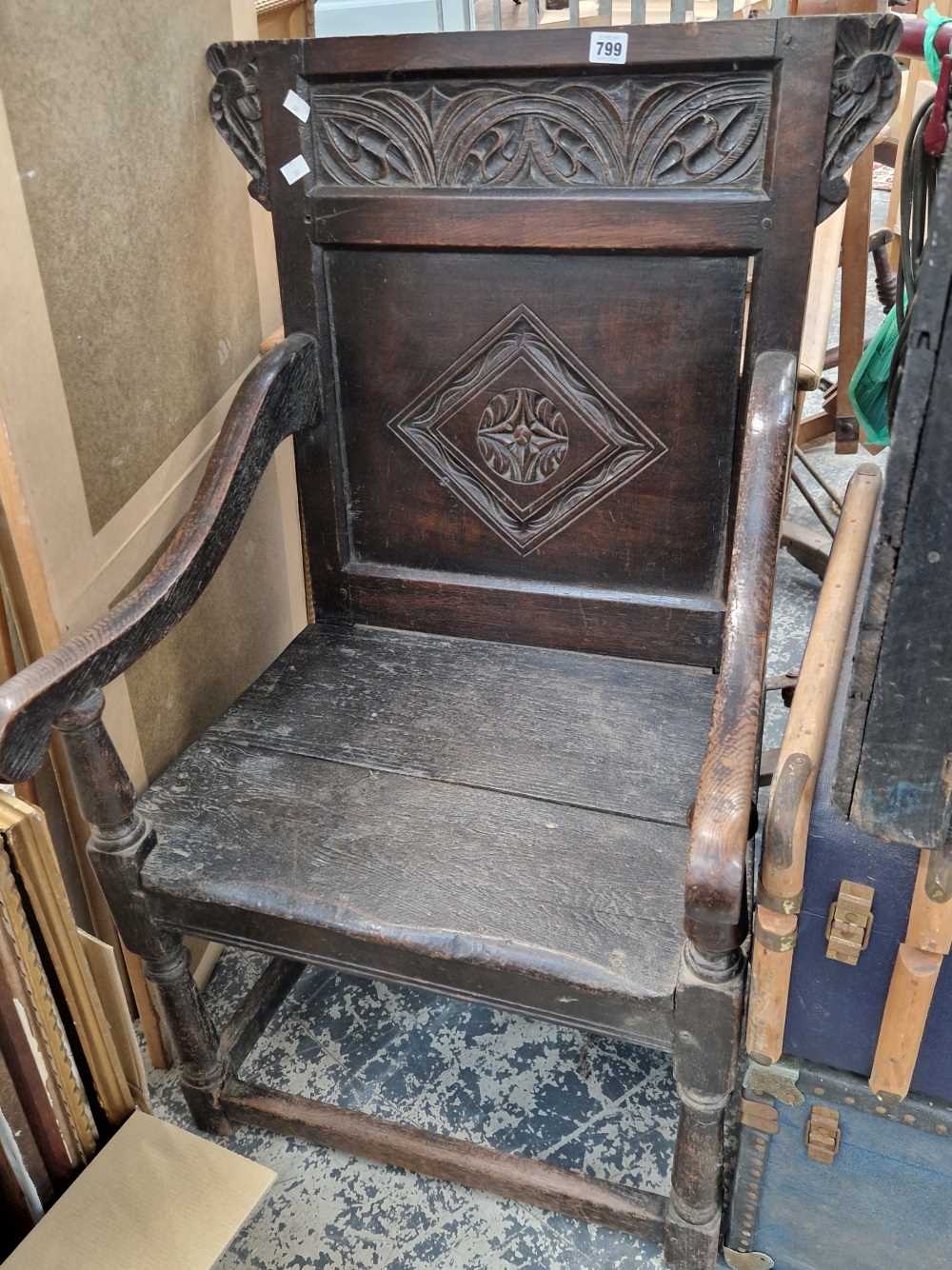 An early 18th century Wainscott chair.