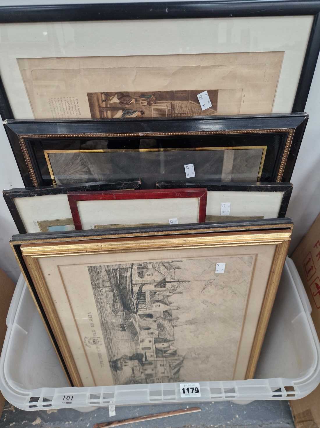 Various 19th century engravings and other pictures.