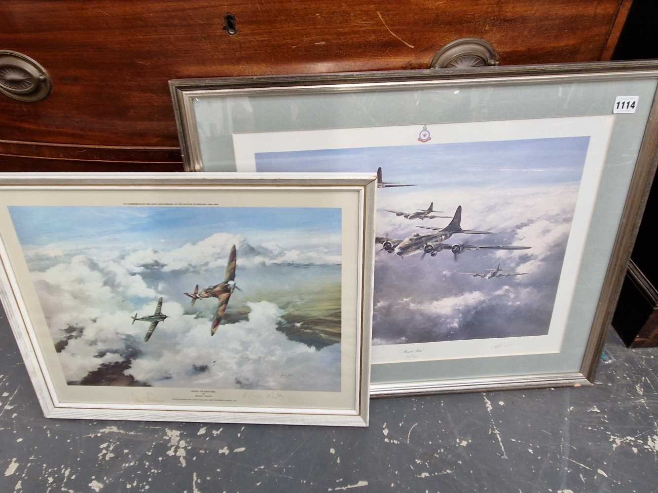 A signed print by Robert Taylor, signed by Douglas Bader together with another signed Robert
