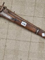 An antique Enfield type three band smooth bore rifle, with percussion lock.