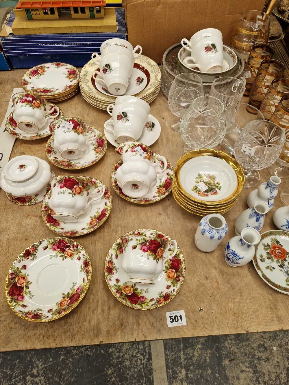 Royal Albert country roses tea wares and other various china and glass