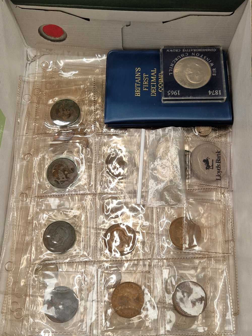 A small collection of antique and later GB coins together with six silver dress rings. - Image 2 of 4