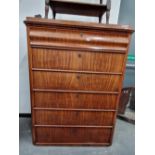 19th century French mahogany tall chest of six drawers.