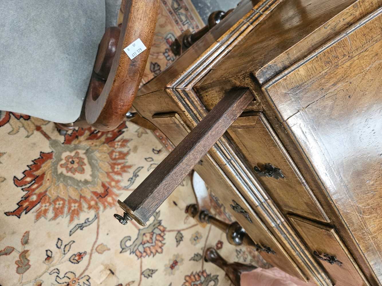 A 17th century style walnut bureau on stand. - Image 13 of 47