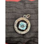 An unhallmarked, assessed as 18ct white gold gemset pendant. Weight 3.32grms.