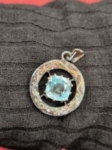 An unhallmarked, assessed as 18ct white gold gemset pendant. Weight 3.32grms.