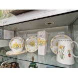 A collection of  Cottage China daffodil decorated wares to include a table lamp