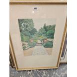 A SIGNED LIMITED EDITION PRINT OF A GARDEN VIEW