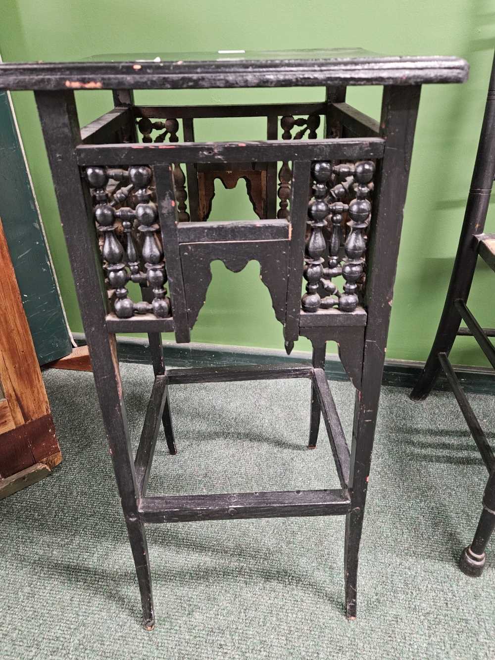 An Arts and Crafts black painted occasional table. - Image 4 of 13