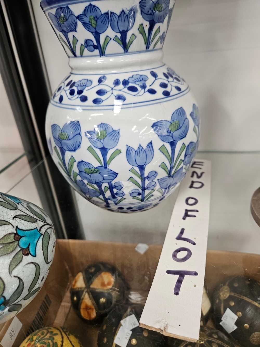 An William De Morgan Iznik bottle vase together a porcelain vase decorated with stems of blue - Image 3 of 15