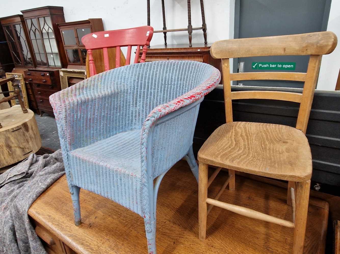 Lloyd loom chair and two others.