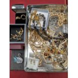 A collection of vintage and later costume jewellery and a Colibri of London lighter etc.