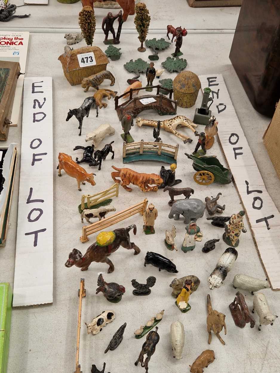 A collection of Britains farm and other animals, fences, haystacks, etc