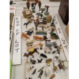 A collection of Britains farm and other animals, fences, haystacks, etc