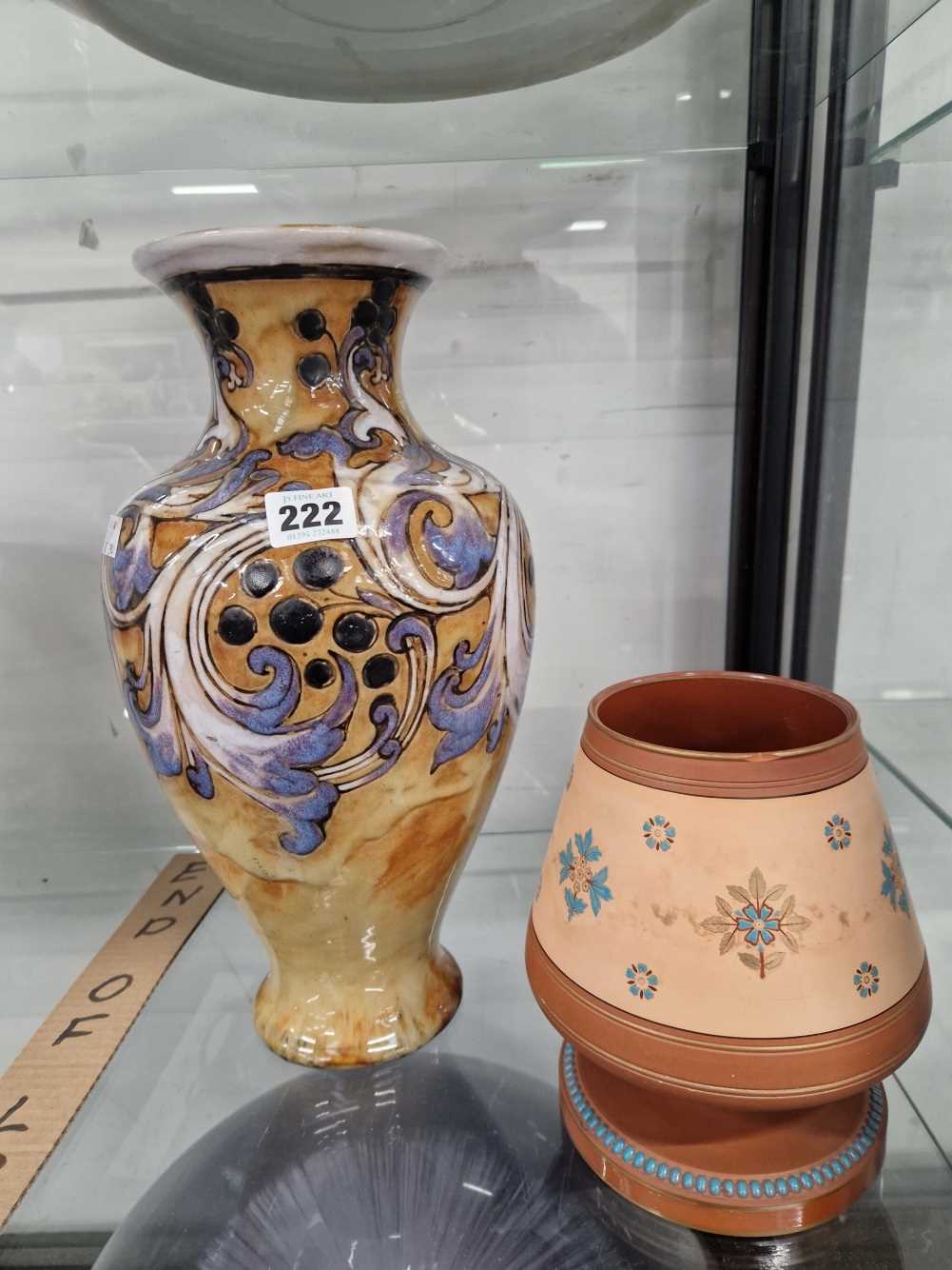 A Doulton Mark Marshall baluster vase H 35cm together with a Watcombe vase H 18cm The Watcombe - Image 2 of 14