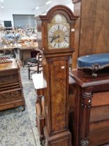 A Georgian style walnut cased Grandmother clock with three train movement.