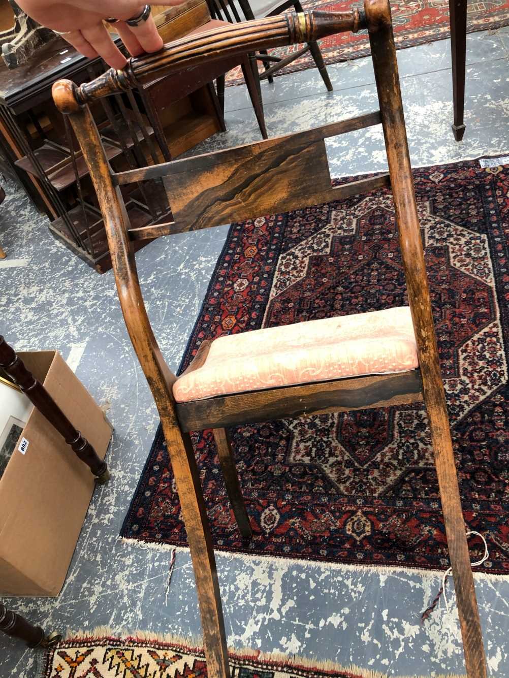 A set of 8 Regency brass inlaid dining chairs. Thank you for your inquiry. Details are carves w 55 x - Image 11 of 35