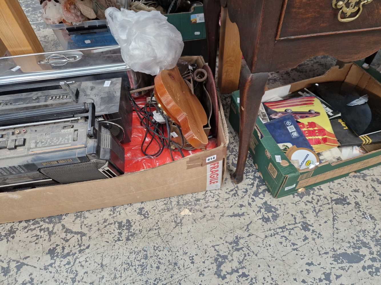 A quantity of motoring ephemera and photographs , two vintage stereos, a fish pan, pedal car,