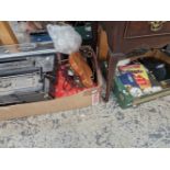 A quantity of motoring ephemera and photographs , two vintage stereos, a fish pan, pedal car,