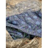 Lined blue ground floral curtain together with others unlined