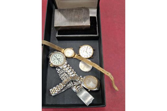 A silver Dupont lighter, together with a small amount of wrist watches. - Image 1 of 2