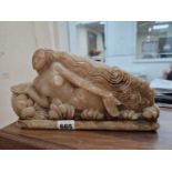 An Art Deco carved soapstone sculpture, Mermaid amidst the waves. This has bruises and abrasions and
