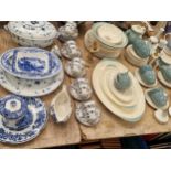 Doulton Desert Star breakfast wares, York town pattern coffee cups, a Copenhagen flowering onion