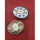 Two 19th century enamelled pill boxes.