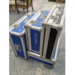 Four alloy bound protective equipment cases.