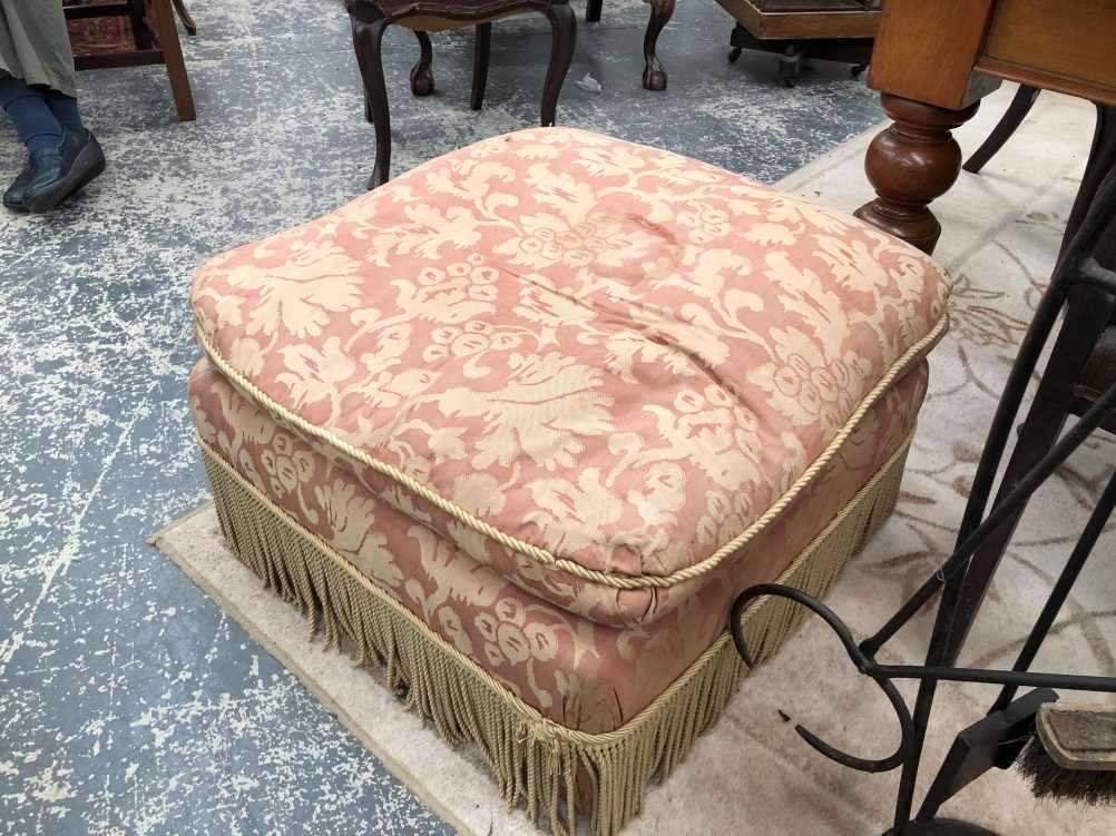 A pair of footstools with feather cushion tops H 49 W 67 D 67 cm. Structrually sounf and - Image 2 of 7