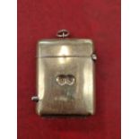 A nickle silver vesta case with rare push button game counter feature, inscribed for Royal Insurance