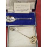 A late 18th century bright cut silver sifter spoon, London 1795, together with a payne and son owl