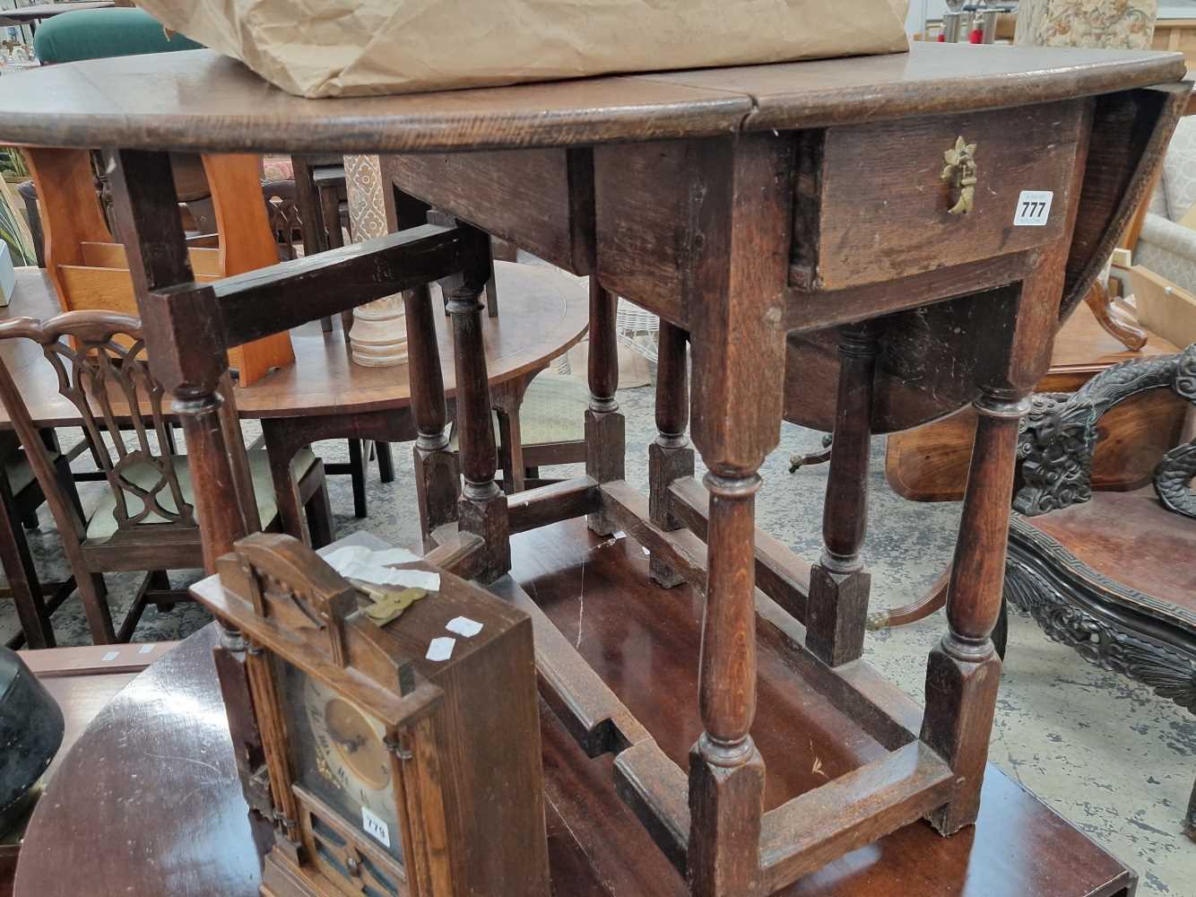 An 18th century oak cottage table.