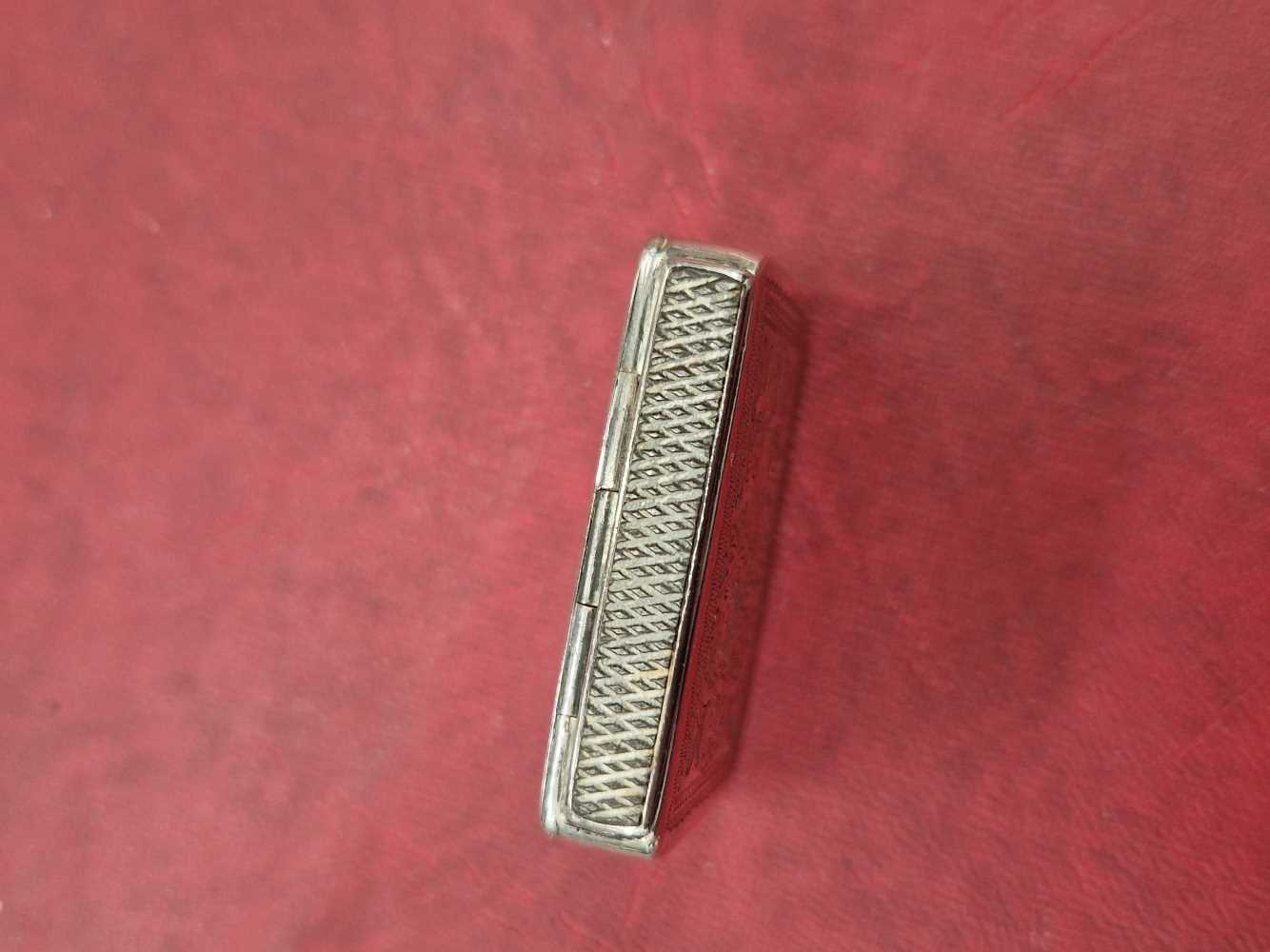 An early Victorian hallmarked silver snuff box with a vesta strike, by Joseph Willmore. - Image 3 of 3
