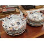 A set of ironstone soup plates, Dinner and fruit plates