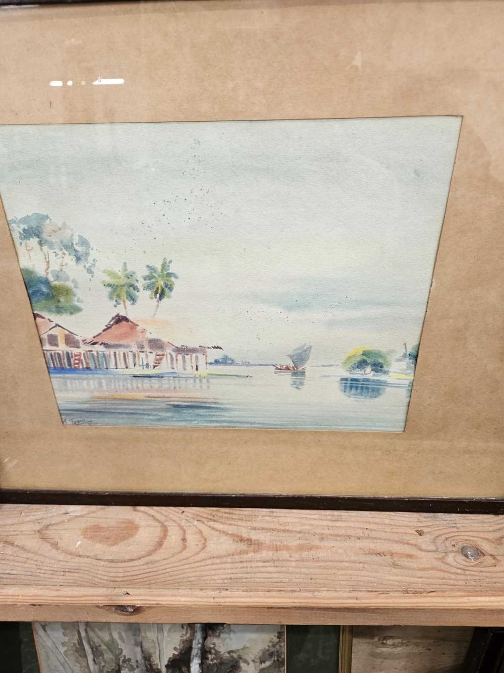 M. THEIN (EARLY 20TH CENTURY), THREE SMALL WATERCOLOUR LANDSCAPES, SIGNED, TOGETHER WITH THREE - Image 3 of 4