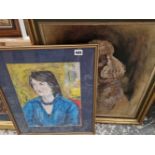 A watercolour portrait signed W. Halle 88, together with a portrait of a poodle.