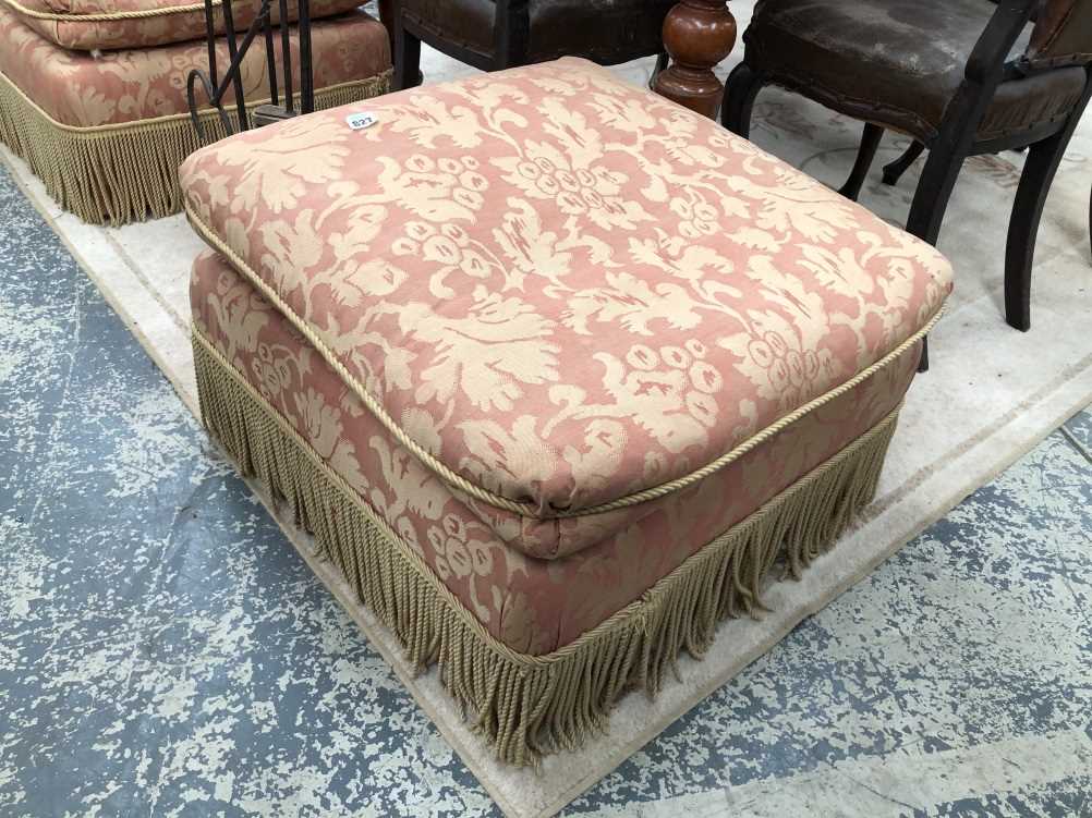 A pair of footstools with feather cushion tops H 49 W 67 D 67 cm. Structrually sounf and - Image 5 of 7