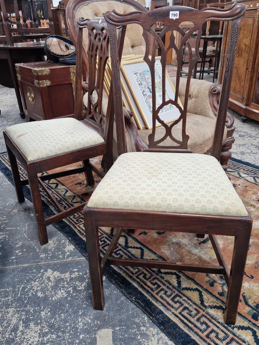 A set of eight 19th century mahogany dining chairs with pierced backs.
